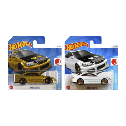 Набор Машинок Базових Hot Wheels Honda Civic Si HTC41 Gold + HTD07 White 1:64 - Retromagaz