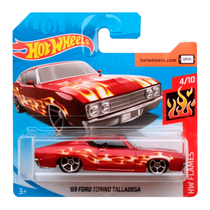 Машинка Базовая Hot Wheels '69 Ford Torino Talladega Flames 1:64 FYC39 Red - Retromagaz