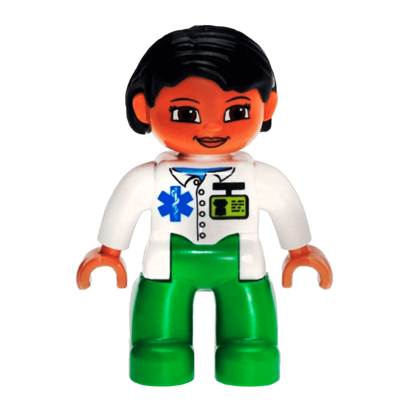 Фигурка Lego Girl Medic Bright Green Legs White Top Duplo 47394pb137 Б/У - Retromagaz