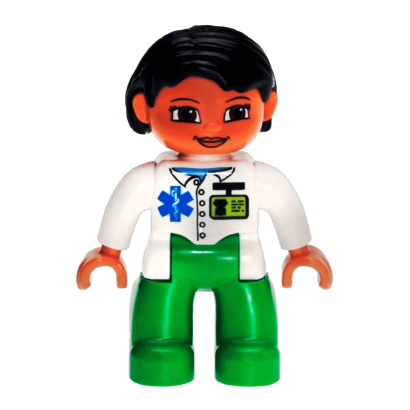 Фігурка Lego Medic Bright Green Legs White Top Duplo Girl 47394pb137 Б/У - Retromagaz