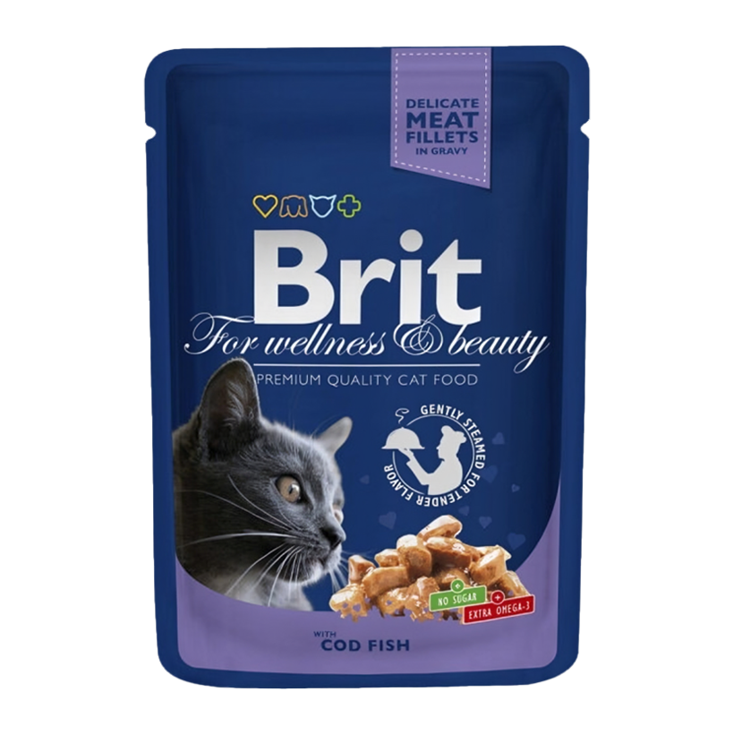 Влажный Корм для Кошек Brit Premium Треска 100g - Retromagaz
