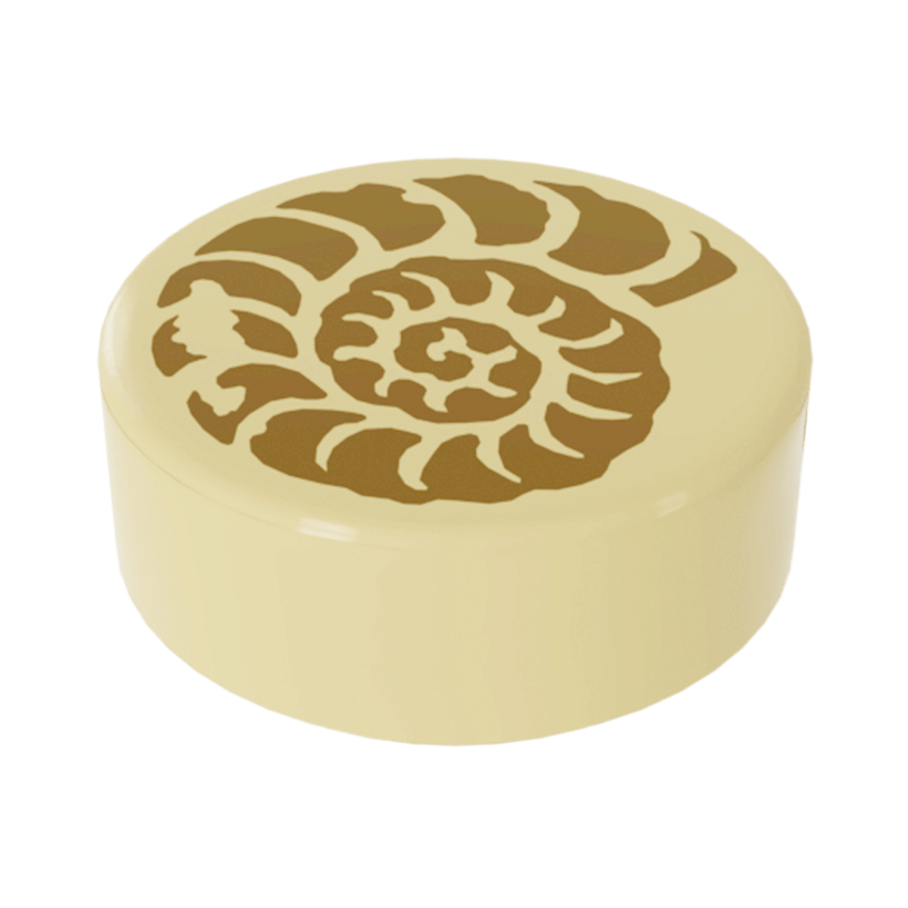 Плитка Lego Кругла Декоративна Ammonite Fossil Pattern 1 x 1 98138pb025 6100972 Tan Б/У - Retromagaz