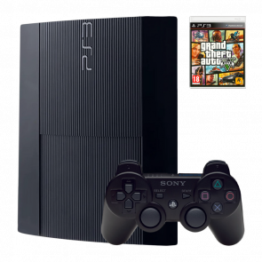 Набір Консоль Sony PlayStation 3 Super Slim 500GB Black Б/У + Геймпад Бездротовий DualShock 3 + Гра Grand Theft Auto V Російські Субтитри Набір Консоль Sony PlayStation 3 Super Slim 500GB Black Б/У + Геймпад Бездротовий DualShock 3 + Гра Grand Theft Auto V Російські Субтитри - Retromagaz