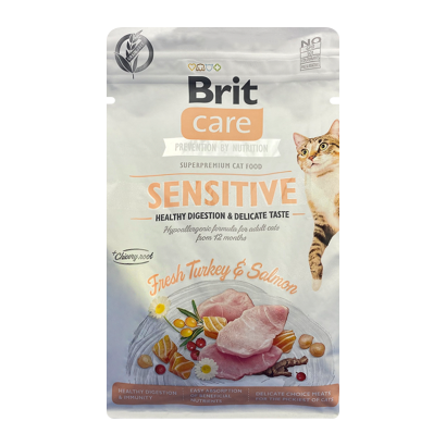 Сухой Корм Brit Care Sensitive HDigestion & Delicate Индейка и Лосось для Кошек Привередливых 400g - Retromagaz