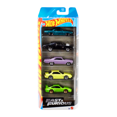 Машинка Базова 5шт Hot Wheels Porsche 911 GT3 RS / Chevrolet Impala SS / Dodge Charger R/T / Nissan Silvia (S13) / Plymouth Barracuda Fast & Furious 1:64 JDR19 Green - Retromagaz