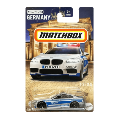 Тематическая Машинка Matchbox BMW M5 Police Germany 1:64 HVV05/HVV38 Silver - Retromagaz