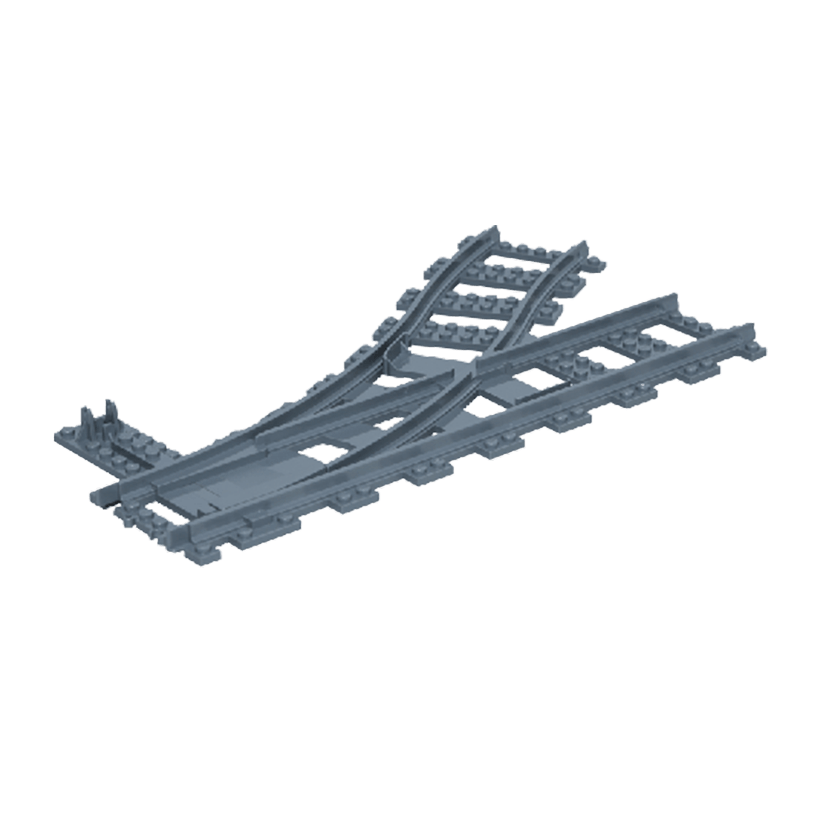 Для Поїзда Lego Рейки Track Plastic Switch Point Left 53407 18612 53406 4293594 4516092 6085213 Dark Bluish Grey Б/У - Retromagaz