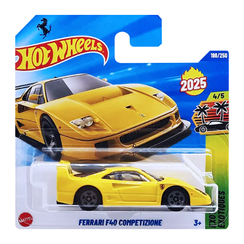 Машинка Базова Hot Wheels Ferrari F40 Competizione Exotics 1:64 JBB92 Yellow - Retromagaz