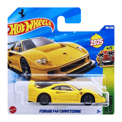 Машинка Базовая Hot Wheels Ferrari F40 Competizione Exotics 1:64 JBB92 Yellow - Retromagaz