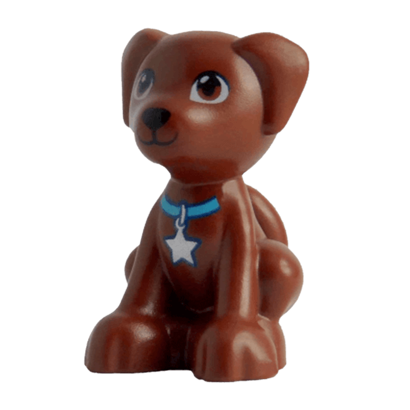 Фигурка Lego Земля Dog Friends Puppy Black Nose and Medium Azure Collar with Silver Star Tag Animals 27986pb01 1 6179048 Reddish Brown Б/У - Retromagaz