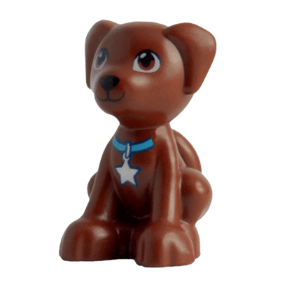 Фігурка Lego Земля Dog Friends Puppy Black Nose and Medium Azure Collar with Silver Star Tag Animals 27986pb01 1 6179048 Reddish Brown Б/У - Retromagaz