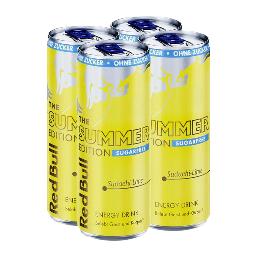 Набор Напиток Энергетический 4шт Red Bull Summer Edition Sudachi Lime Zero Sugar 250ml - Retromagaz