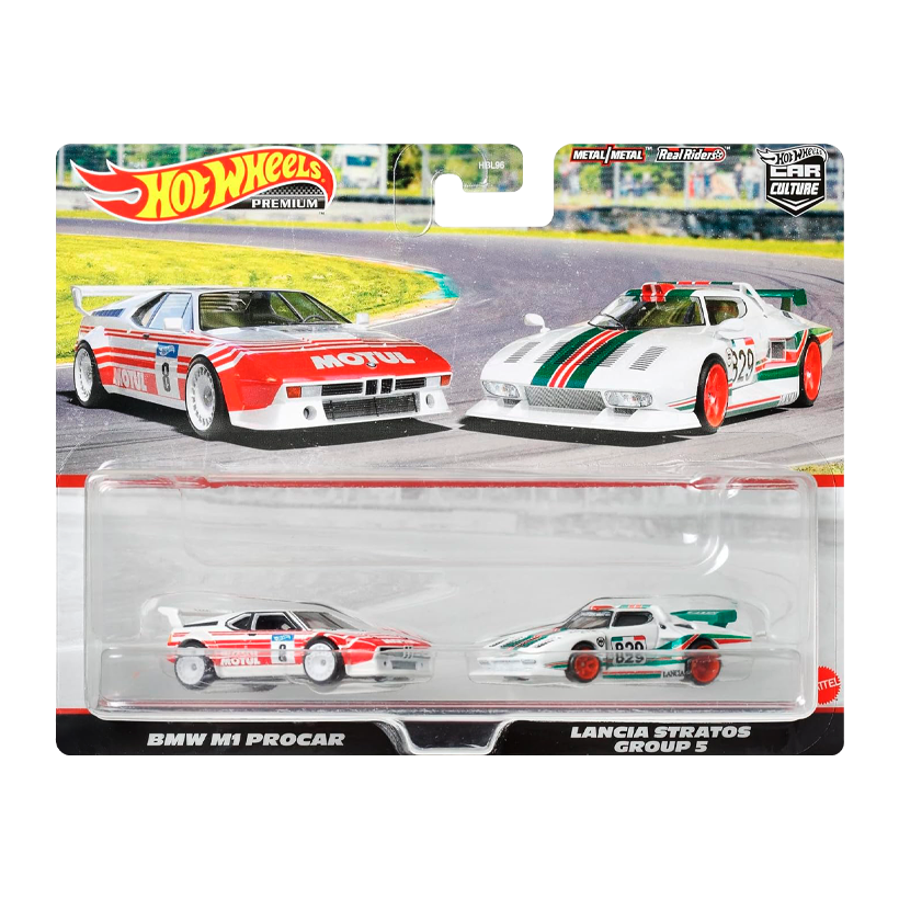 Машинка Premium 2шт Hot Wheels BMW M1 Procar / Lancia Stratos Group 5 2-Packs 1:64 HFF30 White - Retromagaz
