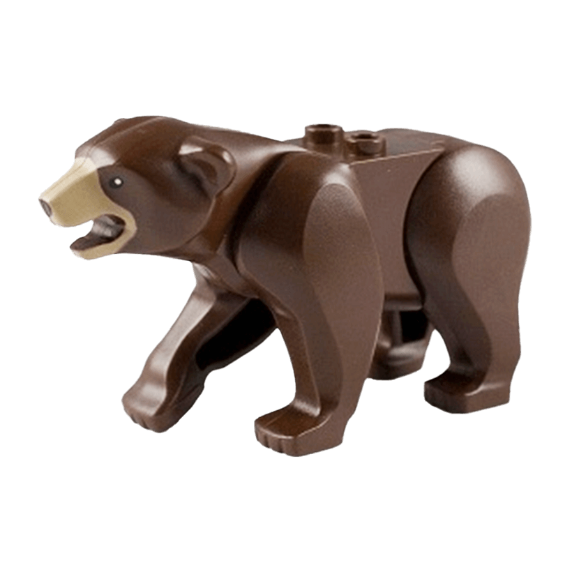 Фігурка Lego Земля Bear with 2 Studs on Back and Dark Tan Muzzle Pattern Animals 98295c01pb02 98294c01pb02 4653324 6033162 Dark Brown Б/У - Retromagaz