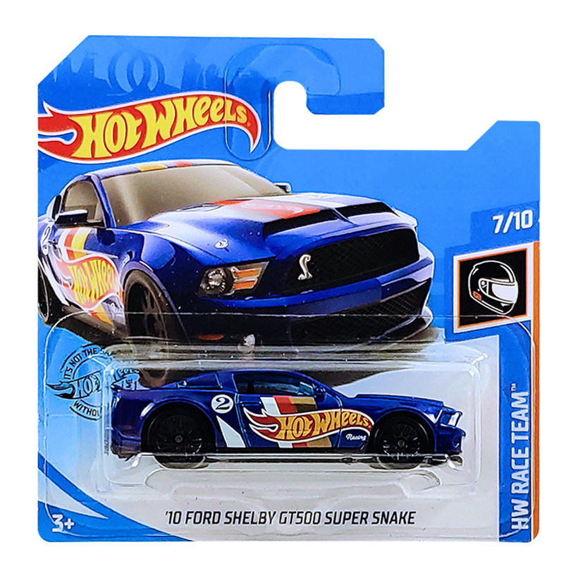 Машинка Базовая Hot Wheels '10 Ford Shelby GT500 Super Snake Race Team 1:64 FYC74 Blue - Retromagaz