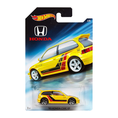 Тематическая Машинка Hot Wheels 1990 Honda Civic EF Honda 70th Anniversary 1:64 FKD24 Yellow - Retromagaz