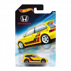 Тематическая Машинка Hot Wheels 1990 Honda Civic EF Honda 70th Anniversary 1:64 FKD24 Yellow