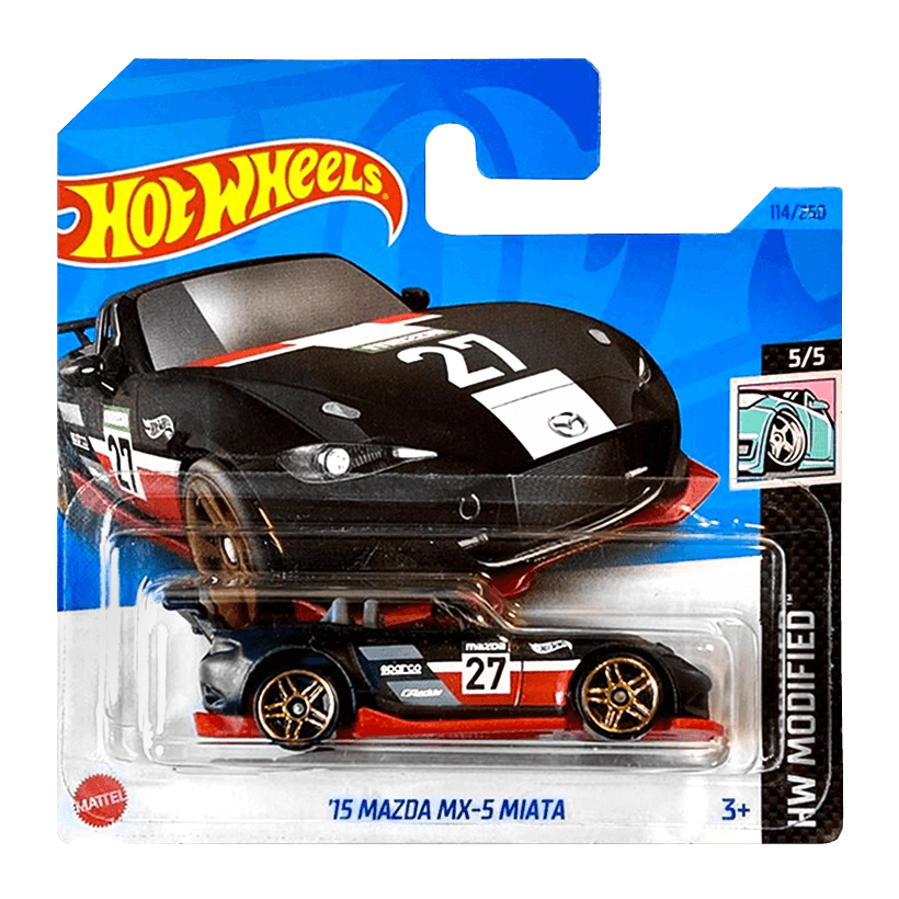 Машинка Базова Hot Wheels '15 Mazda MX-5 Miata Modified 1:64 HKH87 Black - Retromagaz