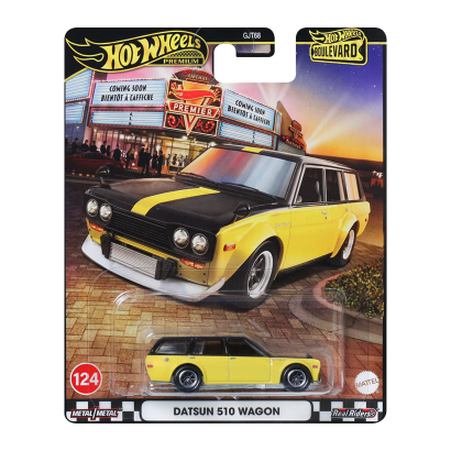Машинка Premium Hot Wheels Datsun 510 Wagon Boulevard 1:64 JBL21 Yellow - Retromagaz