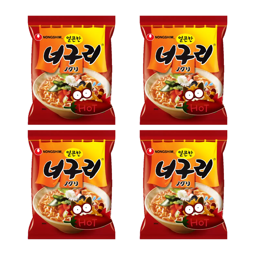 Набор Лапша 4шт Nongshim 1 Neoguri Рамьон с Морепродуктами Острая 120g - Retromagaz