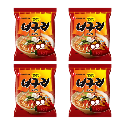 Набір Локшина Nongshim 4шт Ramyun Neoguri з Морепродуктами Гострий Гостра 120g - Retromagaz