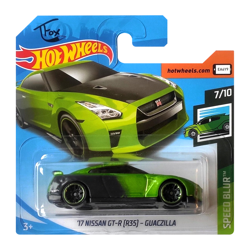 Машинка Базовая Hot Wheels '17 Nissan GT-R (R35) - Guaczilla Tfox Speed Blur 1:64 FYD40 Green - Retromagaz