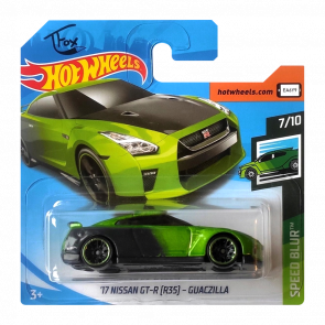 Машинка Базовая Hot Wheels '17 Nissan GT-R (R35) - Guaczilla Tfox Speed Blur 1:64 FYD40 Green - Retromagaz