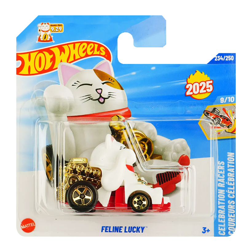 Машинка Базова Hot Wheels Feline Lucky Maneki-Neko 9.29 Celebration Racers 1:64 HYW52 White - Retromagaz