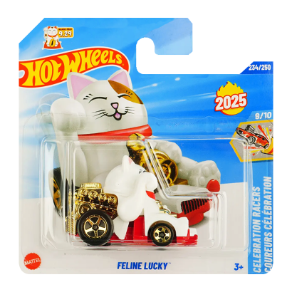 Машинка Базова Hot Wheels Feline Lucky Celebration Racers 1:64 HYW52 White - Retromagaz