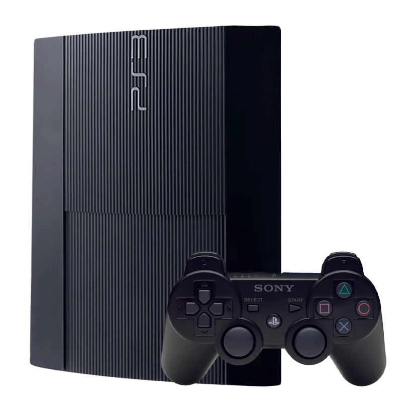 Набор Консоль Sony PlayStation 3 Super Slim 500GB Black Б/У  + Геймпад Беспроводной DualShock 3 - Retromagaz