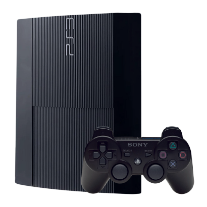 Набір Консоль Sony PlayStation 3 Super Slim 500GB Black Б/У  + Геймпад Бездротовий DualShock 3 - Retromagaz