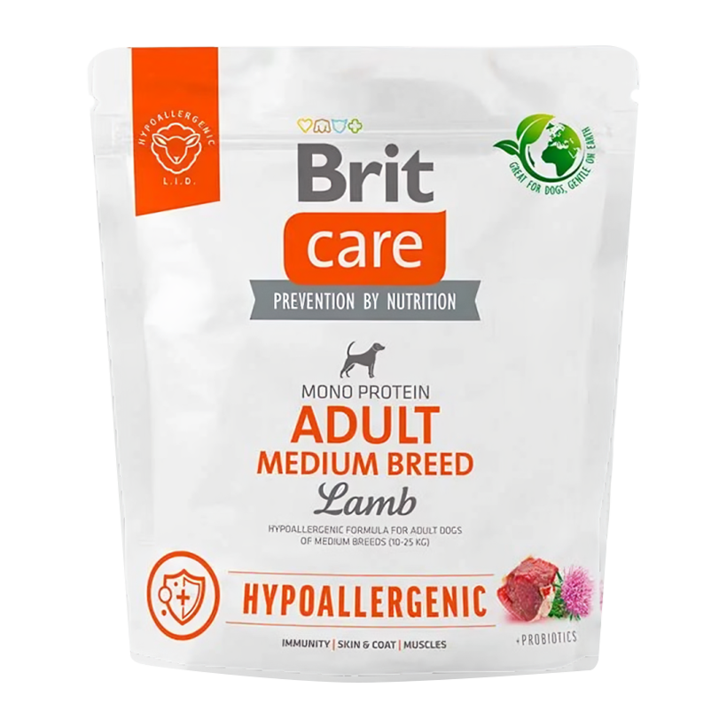 Сухой Корм для Собак с Пищевой Аллергией Brit Care Adult Medium Breed Ягнёнок 1kg - Retromagaz