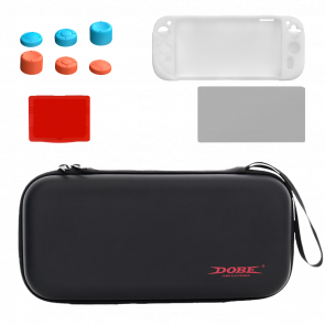 Набір Dobe Switch 2 Аксесуари Захисне Скло + Накладки на Стіки + 2 Чохли: Твердий, Силіконовий Black Новий - Retromagaz