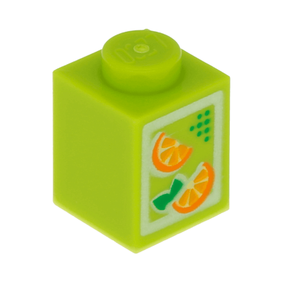 Кубик Lego with Oranges Pattern (Juice Carton) Звичайна Декоративна 1 x 1 3005pb017 4622047 Lime 2шт Б/У - Retromagaz