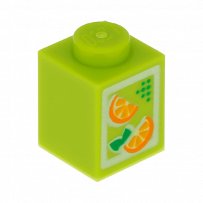 Кубик Lego with Oranges Pattern (Juice Carton) Звичайна Декоративна 1 x 1 3005pb017 4622047 Lime 2шт Б/У