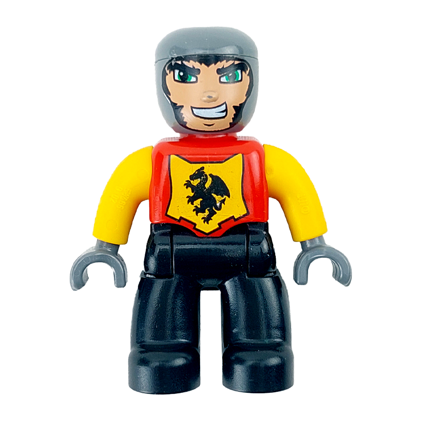 Фигурка Lego Boy Castle Black Legs Red Chest Bright Light Orange Arms Duplo 47394pb092 Б/У - Retromagaz