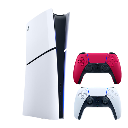 Набір Консоль Sony PlayStation 5 Slim Digital Edition 1TB White Новий  + Геймпад Бездротовий DualSense Cosmic Red - Retromagaz