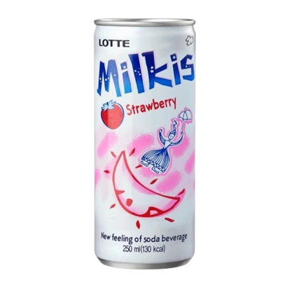 Напій Lotte Milkis Газований Молочний Полуниця 250ml - Retromagaz