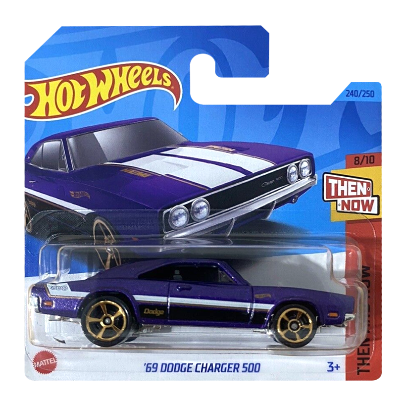 Машинка Базова Hot Wheels '69 Dodge Charger 500 Then and Now 1:64 HKJ46 Purple - Retromagaz