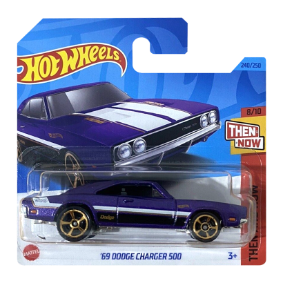 Машинка Базова Hot Wheels '69 Dodge Charger 500 Then and Now 1:64 HKJ46 Purple - Retromagaz