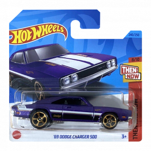 Машинка Базова Hot Wheels '69 Dodge Charger 500 Then and Now 1:64 HKJ46 Purple - Retromagaz