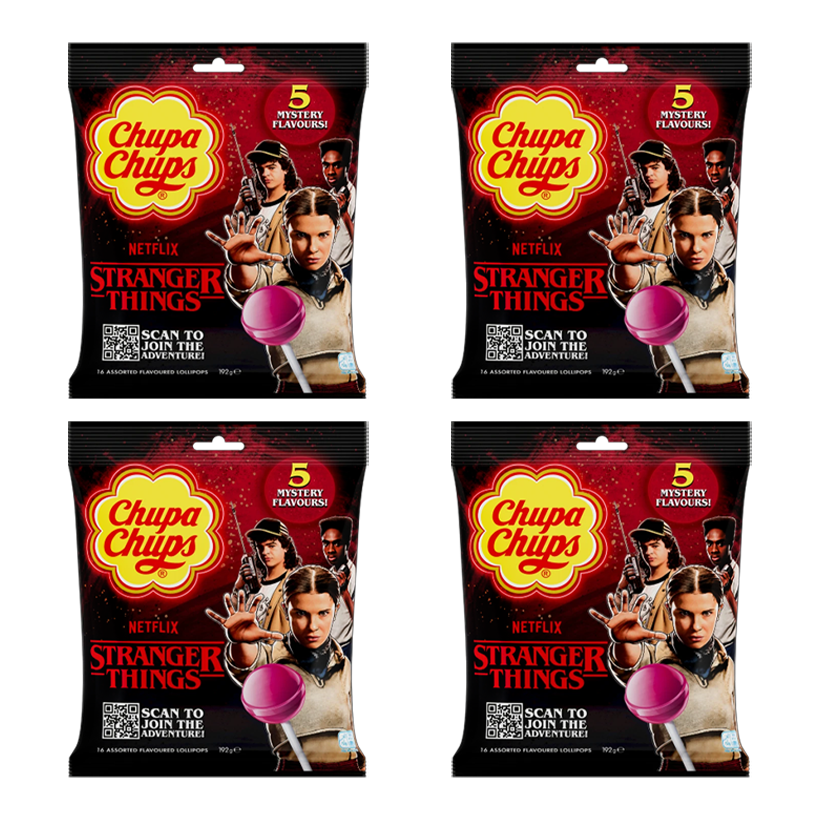 Набор Леденцы 4шт Chupa Chups Stranger Things Netflix Очень Странные Дела Тайные Вкусы 120g - Retromagaz