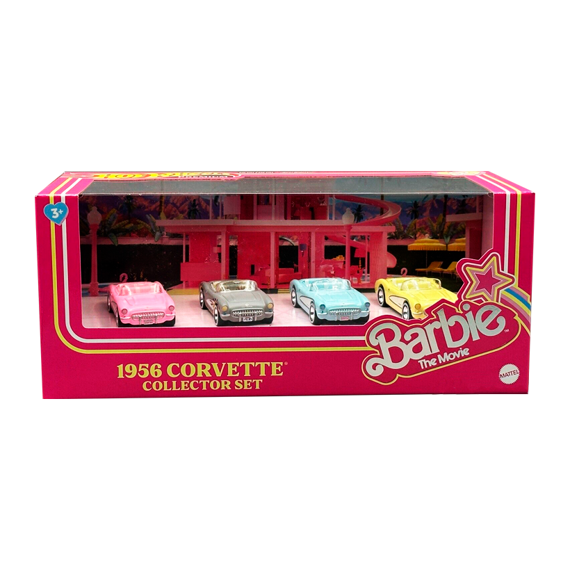 Машинка Premium 4шт Hot Wheels 1956 Corvette Barbie The Movie Diorama 1:64 HRL24 Pink - Retromagaz