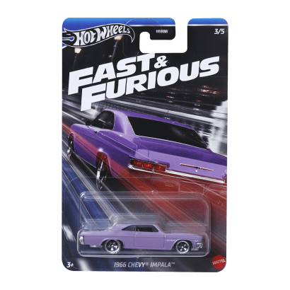 Тематическая Машинка Hot Wheels 1966 Chevy Impala Fast & Furious 1:64 HNR88/HRW53 Purple - Retromagaz