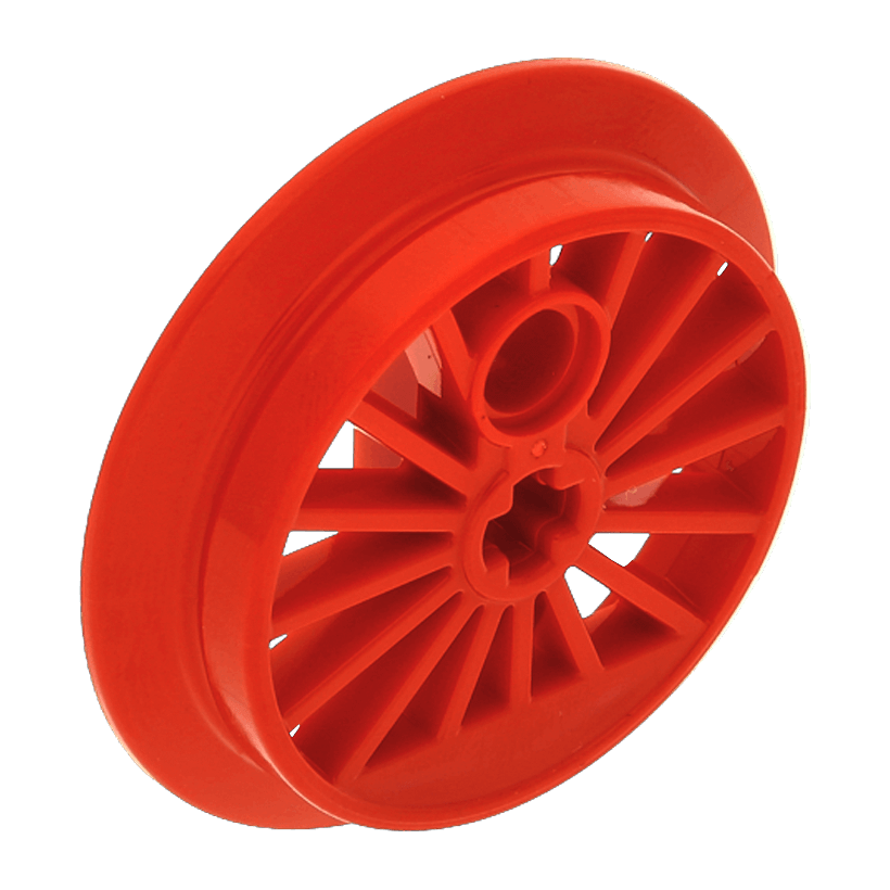 Для Поезда Lego Wheel RC, Spoked with Technic Axle Hole and Counterweight Flanged Driver 85489b 4584104 6148307 Red Б/У - Retromagaz