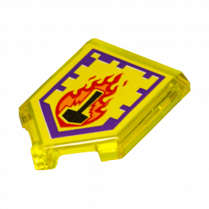 Плитка Lego Pentagonal Nexo Power Shield Pattern Flame Wreck Модифікована Декоративна 2 x 3 22385pb047 6133669 Trans-Yellow 4шт Б/У