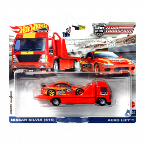 Машинка Premium Hot Wheels Nissan Silvia (S15) та Транспортер Aero Lift Team Transport 1:64 FLF56/HCR35 Red 2шт