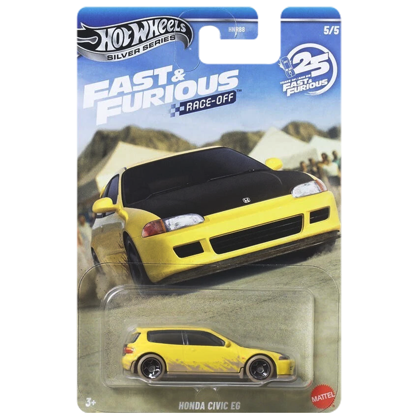 Тематическая Машинка Hot Wheels Honda Civic EG Fast & Furious 1:64 JKX19 Yellow - Retromagaz
