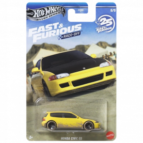 Тематическая Машинка Hot Wheels Honda Civic EG Fast & Furious 1:64 JKX19 Yellow - Retromagaz