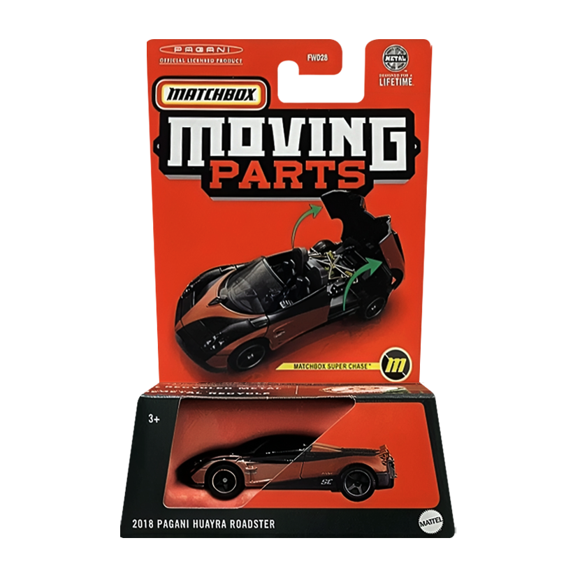 Тематична Машинка Matchbox Pagani Huayra Roadster Super Chase Moving Parts 1:64 FWD28/HVN20 Orange - Retromagaz